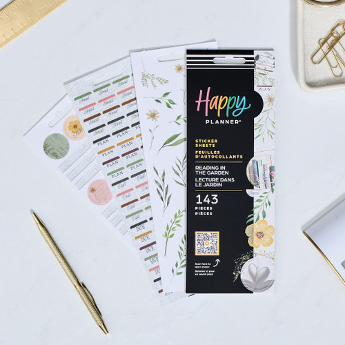 2 Pack Happy Planner Sticker Sheets 8/Sheets-Reading In The Garden, 143 Pieces 5A002604-1G8QL