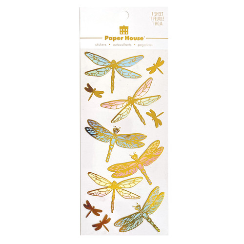 3 Pack - Paper House Foil Stickers-Dragonflies - TFE0061E - 767636848979