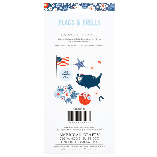 3 Pack - American Crafts Flags And Frills Puffy Stickers 41/Pkg-Matte Icons - 34030317 3 Pack - American Crafts Flags And Frills Puffy Stickers 41/Pkg-Matte Icons - 34030317