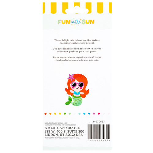 3 Pack Pebbles Fun In The Sun Puffy Stickers 116/Pkg-Glossy Holographic Foil Alpha 34030657