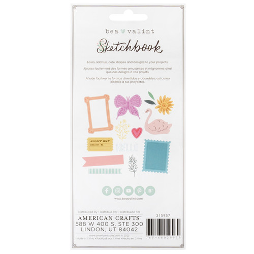 Bea Valint Sketchbook Die & Stamp Set-20 Pieces - A5002652-G1904 Bea Valint Sketchbook Die & Stamp Set-20 Pieces - A5002652-G1904