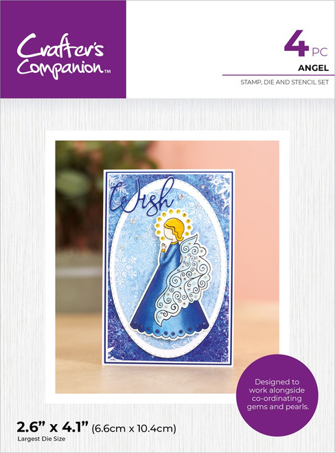 Crafter's Companion Stamp, Die And Stencil Set-Angel 5A0025TZ-1G8KS - 195094126757