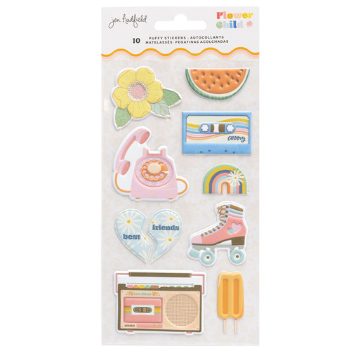 3 Pack - Jen Hadfield Flower Child Puffy Stickers 11/Pkg- - JH014156 - 765468044002