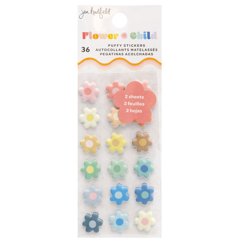 3 Pack Jen Hadfield Flower Child Mini Puffy Stickers-36/Pkg JH014162 - 765468044064