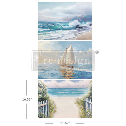 Prima Re-Design A3 Decoupage Tissue Paper 3/Pkg-Seascape Melody - 5A0028NH-1GBQC - 655350672140