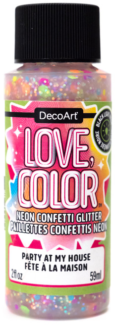 3 Pack - DecoArt Love Color Neon Confetti Glitter Paint 2oz-Party At My House - 5A0024LS-1G7YS - 766218151919