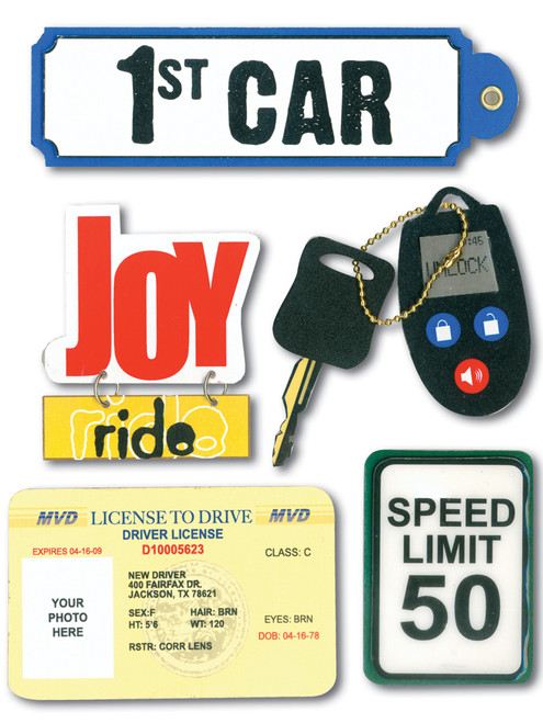 3 Pack - Me & My Big Ideas Soft Spoken Themed Embellishments-1st Car - SS-266