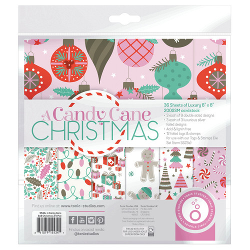 Tonic Studios Art Pad 8"X8"-A Candy Cane Christmas - 5A00228D-1G4WV - 841079155341