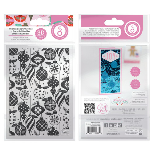 Tonic Studios 3D Embossing Folder-Bountiful Baubles Candy Cane Christmas 5A00228H-1G4WY