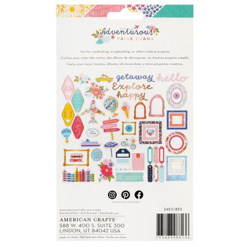 Paige Evans Adventurous Chipboard Die-Cuts-50 Pieces - A500261P-G18TD Paige Evans Adventurous Chipboard Die-Cuts-50 Pieces - A500261P-G18TD