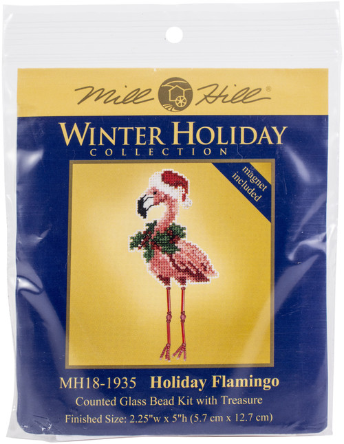 Mill Hill Counted Cross Stitch Kit 2.25"X5"-Holiday Flamingo (14 Count) MH181935 - 098063116165