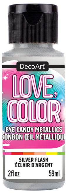 3 Pack DecoArt Love Color Eye Candy Metallic Paint 2oz-Silver Flash 5A0024LT-1G7YJ - 766218151902