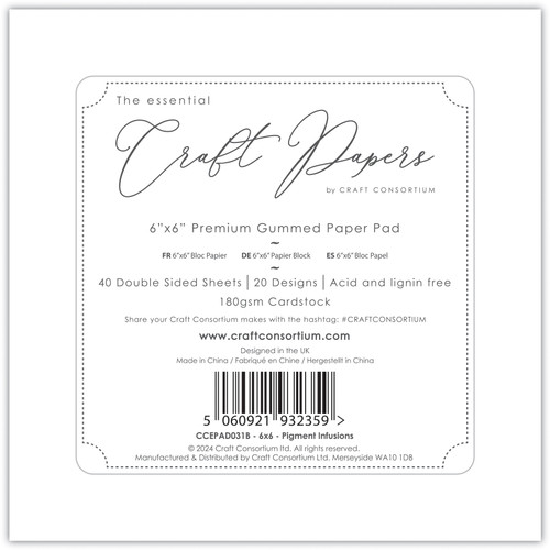 Craft Consortium Double-Sided Paper Pad 6"X6"-Pigment Infusions - 5A002B13-1GDH4 Craft Consortium Double-Sided Paper Pad 6"X6"-Pigment Infusions - 5A002B13-1GDH4