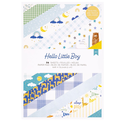 American Crafts Single-Sided Paper Pad 6"X8" 36/Pkg-Hello Little Boy - 34030013 - 765468060842