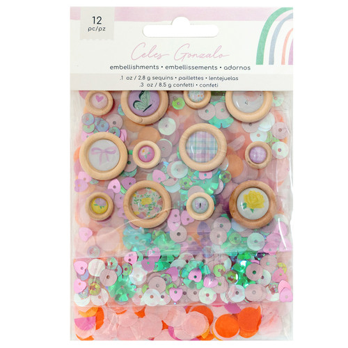 American Crafts Rainbow Avenue Confetti Button Pack-12 Pieces - 34025885 - 765468075846