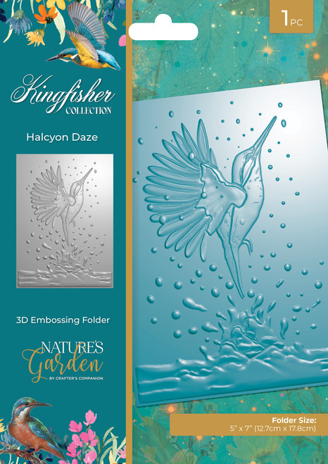 Nature's Garden Kingfisher 3D Embossing Folder 5"X7"-Halcyon Daze DEF5HADA - 195094108159