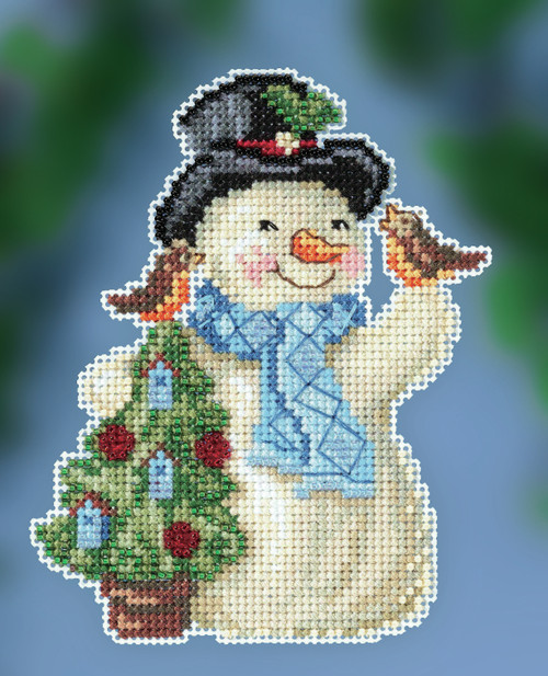 Mill Hill/Jim Shore Counted Cross Stitch Kit 4"X5"-Feathered Friends Snowman - JS202012 - 098063590866