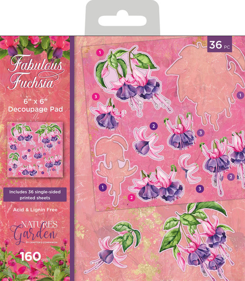 Nature's Garden Fabulous Fuchsia Decoupage Pad 6"X6"AFFDPAD6 - 195094100405