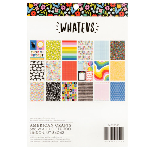 Amerian Crafts Double-Sided Paper Pad 6"X8" 36/Pkg-Black Foil, Whatevs 34030585