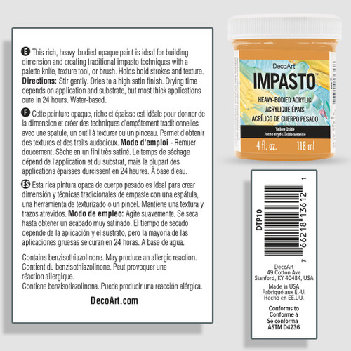 Decoart Impasto Paint 4oz-Yellow Oxide - DTP-10 Decoart Impasto Paint 4oz-Yellow Oxide - DTP-10