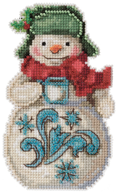 Mill Hill/Jim Shore Counted Cross Stitch Kit 3.5"x5"-Snowman With Cocoa (14 Count) - JS202114 - 098063590941