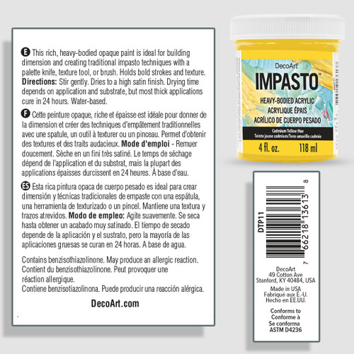 Decoart Impasto Paint 4oz-Cadmium Yellow Hue DTP-11