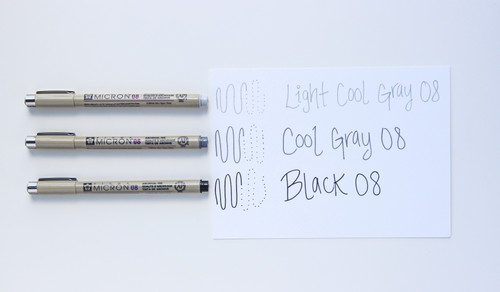 Sakura Pigma Micron .5mm Pens 3/Pkg-Black/Gray 50145