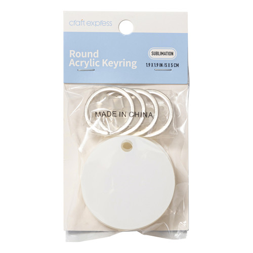 Craft Express Acrylic Round Keyring-White, 4 pack 5A0021RQ-1G4NK - 655471182870