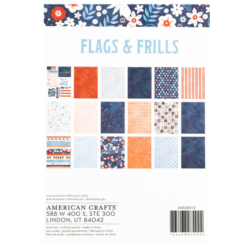 American Crafts Double-Sided Paper Pad 6"X8" 48/Pkg-Gold Foil, Flags And Frills 34030312