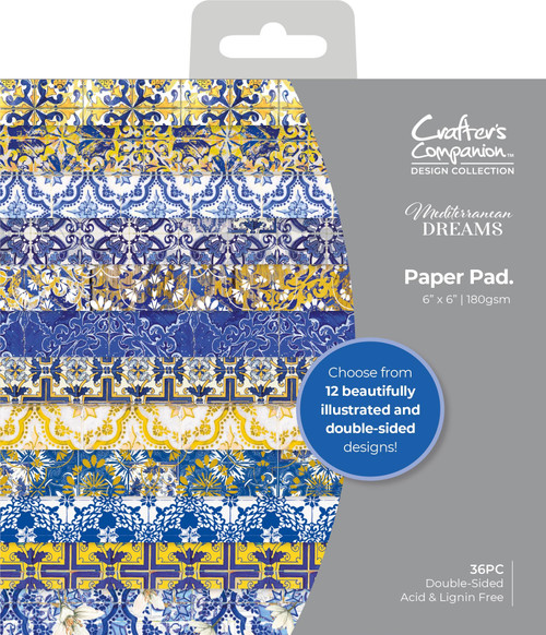 Crafter's Companion Mediterranean Dreams Paper Pad 6"X6"- - MEDPAD6 - 195094089465