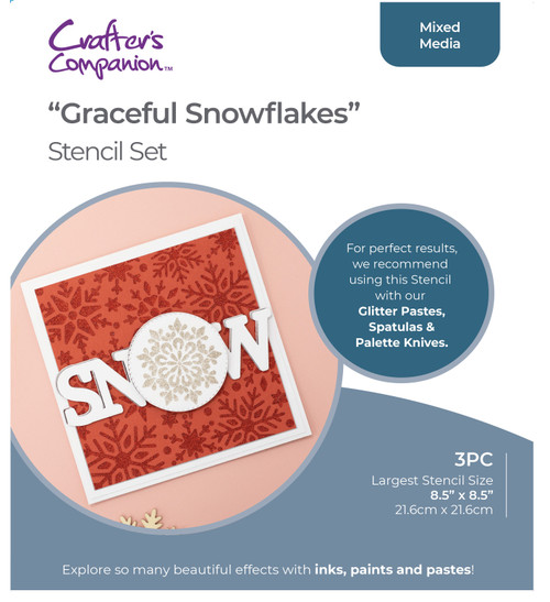 Crafter's Companion Stencil Set-Graceful Snowflakes - STENGRSN - 195094093523