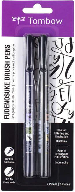 Tombow Fudenosuke Brush Pens 2/Pkg-Black - 62038 - 085014620383