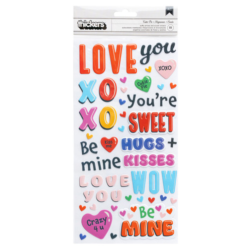 American Crafts Cutie Pie Thickers Stickers 111/Pkg-Puffy Phrase - 34027552 - 765468073019
