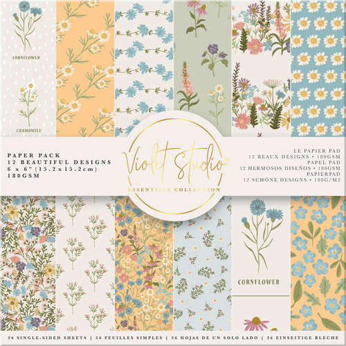 Violet Studio Paper Pad 6"X6" 36/Pkg-Amongst The Wildflowers VSPPK030 - 195094081674