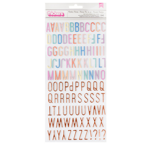 American Crafts Rainbow Avenue Thickers Stickers 224/Pkg-Rose Gold Alpha 34025882 - 765468075815