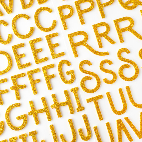 American Crafts April And Ivy Thickers Stickers 141/Pkg-Alpha, Gold Glitter - 34025587 American Crafts April And Ivy Thickers Stickers 141/Pkg-Alpha, Gold Glitter - 34025587