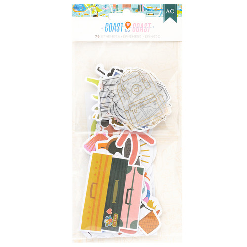 American Crafts Coast-to-Coast Ephemera Die-Cuts 76/Pkg-Icons, Foil 34025937 - 765468076676