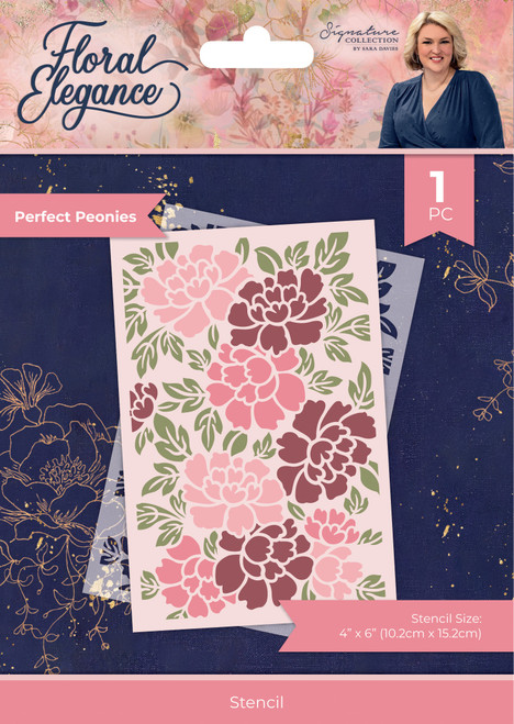 Sara Signature Floral Elegance Stencil 4"X6"-Perfect Peonies - TEN4PEPE - 195094111647