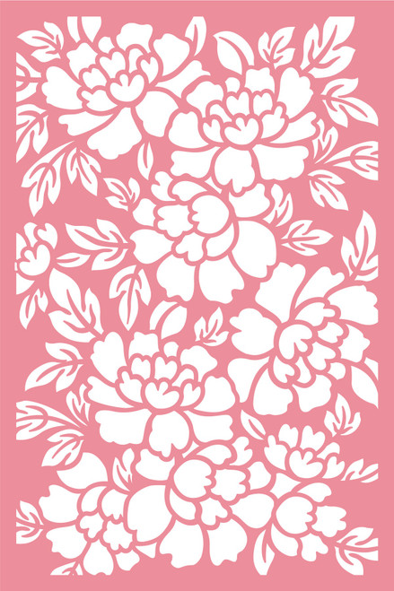 Sara Signature Floral Elegance Stencil 4"X6"-Perfect Peonies - TEN4PEPE
