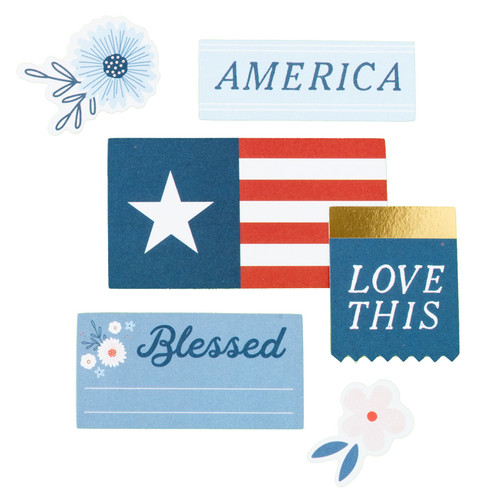 American Crafts Flags And Frills Ephemera Die-Cuts 68/Pkg-Gold Foil Journaling 34030321