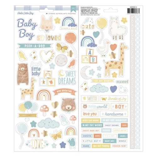 American Crafts Cardstock Stickers 6"X12" 91/Pkg-Hello Little Boy 34030014