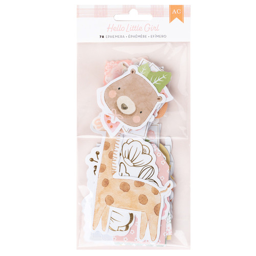 American Crafts Hello Little Girl Ephemera Die-Cuts 78/Pkg-Icons, Gold Foil - 34030047 - 765468060972