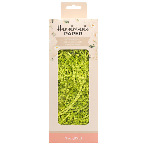 American Crafts Handmade Paper Shredded Paper 3oz-Green - 34017592 - 718813186315