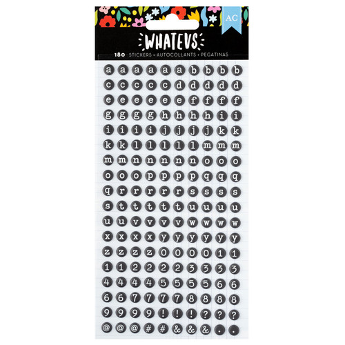 American Crafts Whatevs Puffy Stickers 180/Pkg-Alpha, Matte - 34030589 - 765468072562