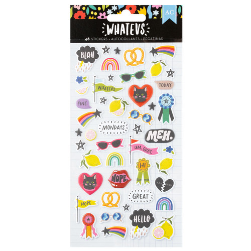 American Crafts Whatevs Puffy Stickers 48/Pkg-Icons 34030590 - 765468072579