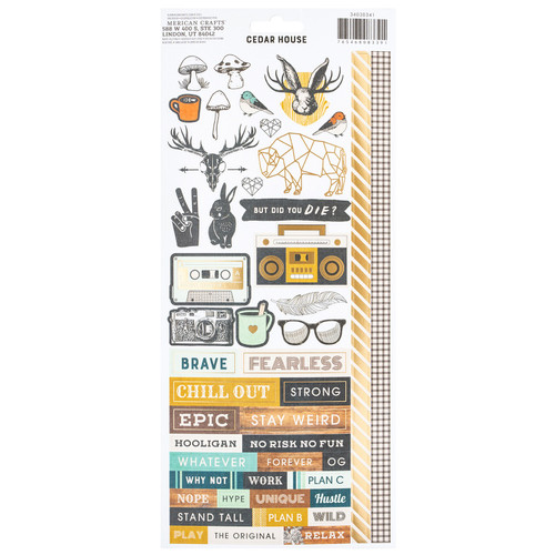 American Crafts Cedar House Cardstock Stickers 6"X12" 84/Pkg-Icons, Gold Foil 34030341