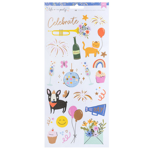 American Crafts Cardstock Stickers 6"x12" 48/Pkg-Gold Foil, Life Of The Party - 34025833 - 765468075327