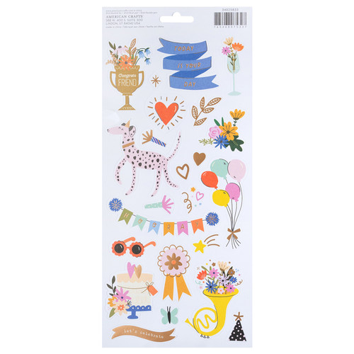 American Crafts Cardstock Stickers 6"x12" 48/Pkg-Gold Foil, Life Of The Party 34025833