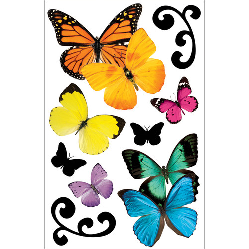 Paper House 3D Stickers 4.5"X7.5"-Butterflies - STDM146E
