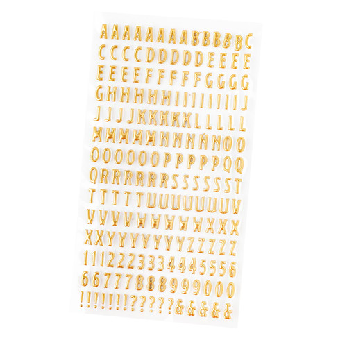 American Crafts Flags And Frills Puffy Stickers 194/Pkg-Gold Foil Alpha - 34030316